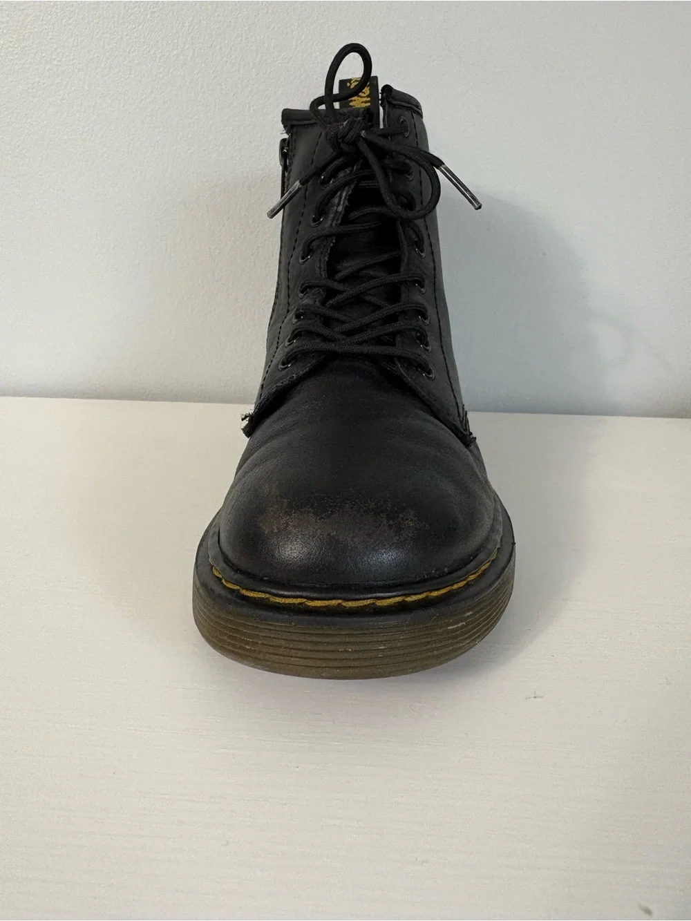 Dr. Martens 1460 J Kids Black Leather Side Zip Boots Size US 3 Indie Sleaze